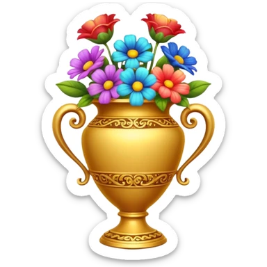 Golden vase with flowers  sticker