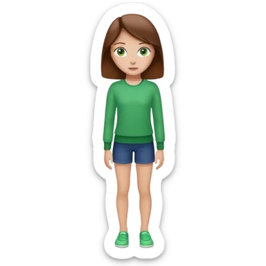 fille  en entier cheveux bruns long et lisse sticker