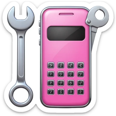 pink cellphone with a wrench sticker