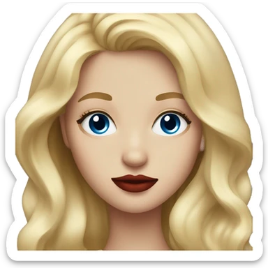 girl long blonde hair blue eyes and red lipstick  sticker