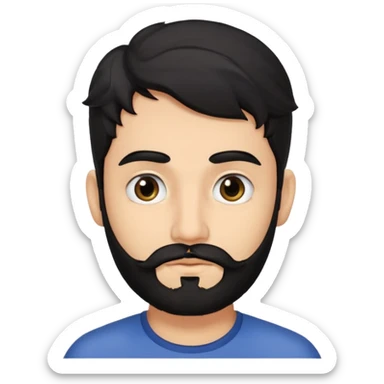 young fair skin Pakistani man with black beard wavy hair and squinted eyes and thick eyebrows sticker