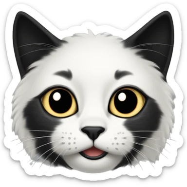 half Black and half white long hair cat with black spot on muzzle sticker