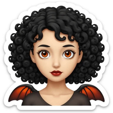 A woman with a curly black hair with mothman sticker