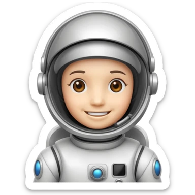 retro robot Astronaut in white EVA suit with silver visor helmet sticker