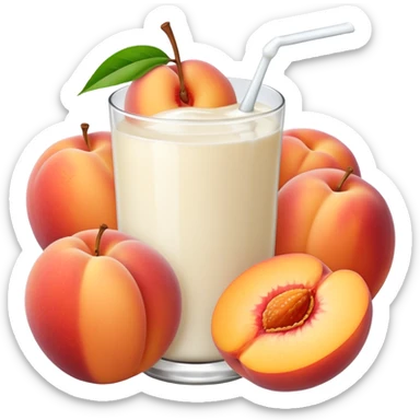 There is a lot of milk on the cut peaches. sticker