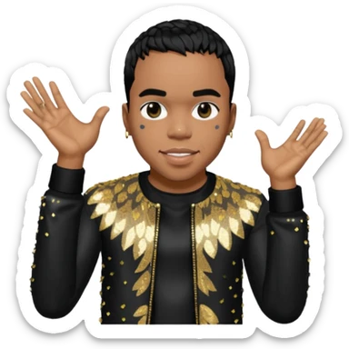 Anderson Paak with black hair, black sequin outfit sticker