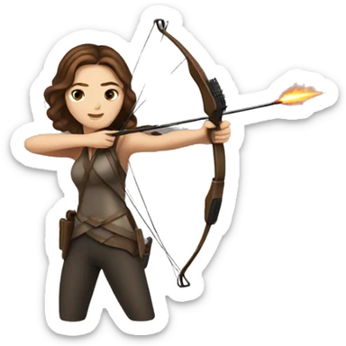 Katniss Everdeen shooting with a bow sticker