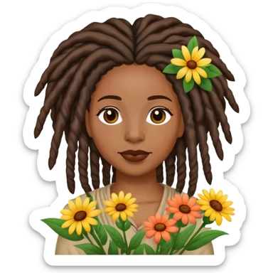 Black woman with locs with flowers sticker