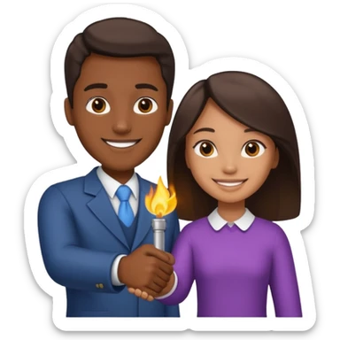 A man and a girl shaking hands, one with darker skin and one with lighter skin sticker