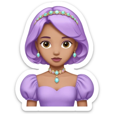 A pastel purple dress with puffed sleeves and gemstone belt.




























 sticker