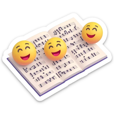 sheet music, 3D emoji style, modern, no text sticker