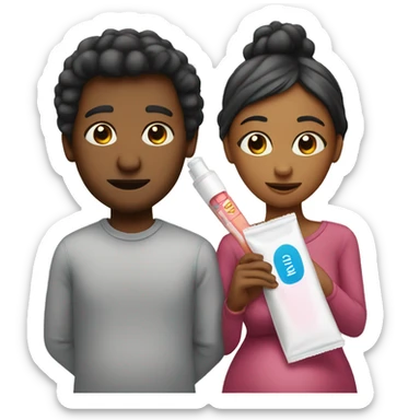 couple looking at pregnancy test sticker