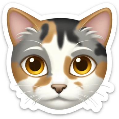 CALICO CAT WITH LIGHT GRAY LIGHT BROWN WHITE AND TAN FUR PATTERN  sticker