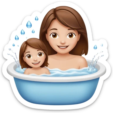 everyday life, brown hair girl, bath, food, play sticker
