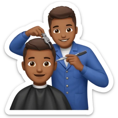 Barber cutting boys hair sticker