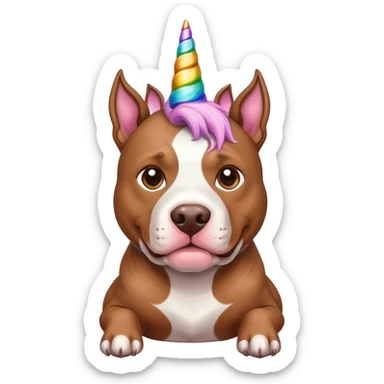 Brown pitbull dog unicorn sticker