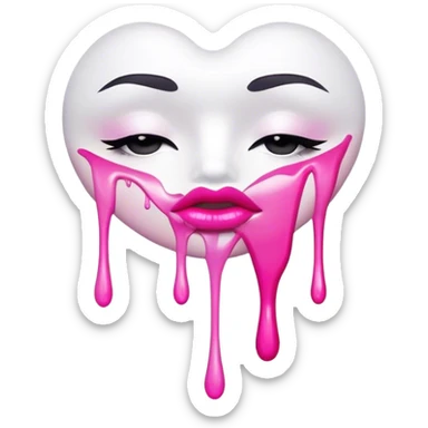 white paint dripping from floating pink ombre lips sticker