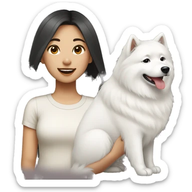 asian girl with samoyed sticker