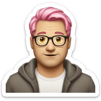 pinkhair-fat-middleage-man-whiteskin-redspectacle sticker