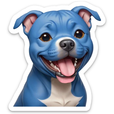 Cinematic Cute Yawning Blue Staffordshire Bull Terrier Portrait Emoji, Head tilted slightly with a dramatic, wide-open yawn, showcasing a smooth blue Fur with a refined texture, floppy ears slightly drooping, round dark eyes barely open in drowsy contentment, Simplified yet irresistibly adorable features, highly detailed, glowing with a soft, cozy glow, high shine, relaxed yet expressive, stylized with a touch of whimsy, bright and endearing, soft glowing outline, capturing the essence of a sleepy yet affectionate guardian, so drowsy it feels like it could stretch right out of the screen and curl up for a nap! sticker