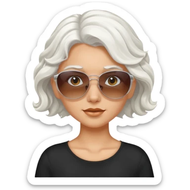 Tanned girl with wavy white hair and sunglasses on head sticker