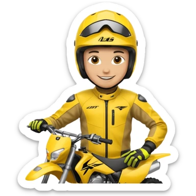 dirtbike rider in yellow gear signing autographs sticker