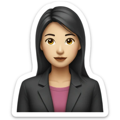Asian girl in a dark jacket business sticker