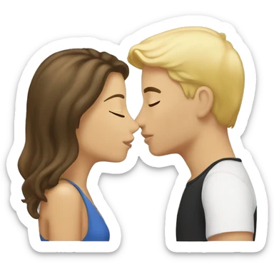Brunette kissing her blond boyfriend sticker