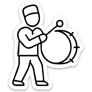 Person with traditional drum announcing sahur time during Ramadan sticker