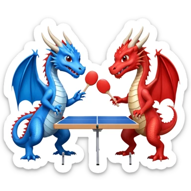 deux dragons qui jouent au ping pong sans la table sticker