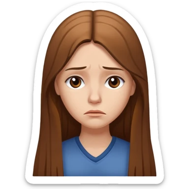create a white woman with brown long sthaight hair who is thinking that she is a bad person sticker