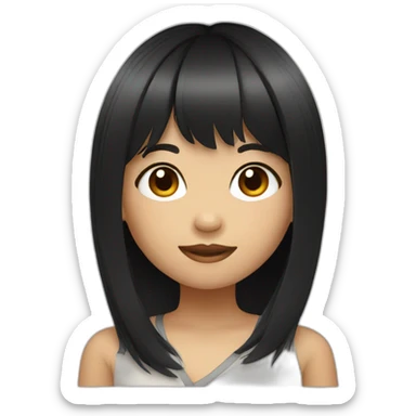 Thai girl with bangs and black long hair sticker