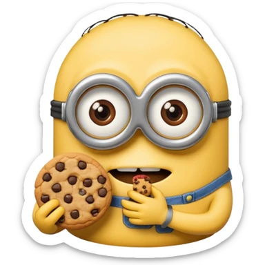 a minion eating a cookie sticker