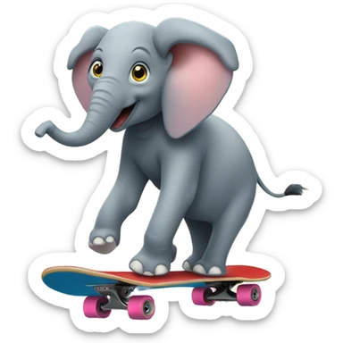 Elephant on a skateboard  sticker