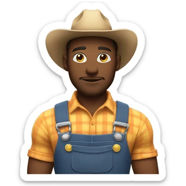 Tall lean muscular Cute farmer standing with arms crossed  sticker