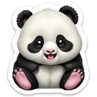 Cinematic Cute Yawning Baby Panda Portrait Emoji, Head tilted slightly with a dramatic, wide-open yawn, showcasing a soft, fuzzy black and white Fur with droopy ears, round eyes barely open in drowsy contentment, Simplified yet irresistibly adorable features, highly detailed, glowing with a soft, cozy glow, high shine, relaxed yet expressive, stylized with a touch of gentle whimsy, bright and endearing, soft glowing outline, capturing the essence of a sleepy yet affectionate baby panda, so drowsy it feels like it could curl up out of the screen for a nap! sticker