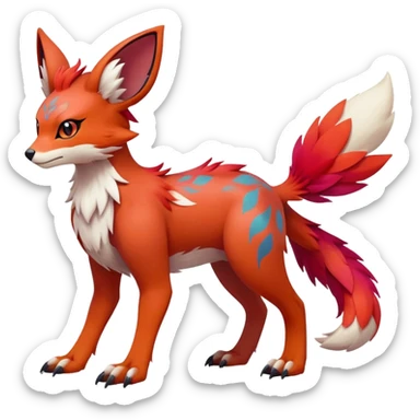 Falvie-Fionbri-fantasy-creature-Fakémon-Pokémon, full body, with markings sticker