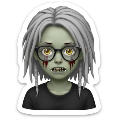 Girl,zombie,glasses,emo,dreads,black shirt sticker