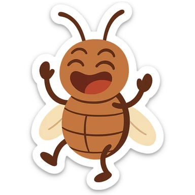 flat toon style laughing bug sticker