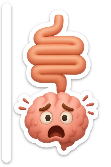 emoji 3d stile iphone di intestino e cervello stressato collegati verticalmente 3d sticker