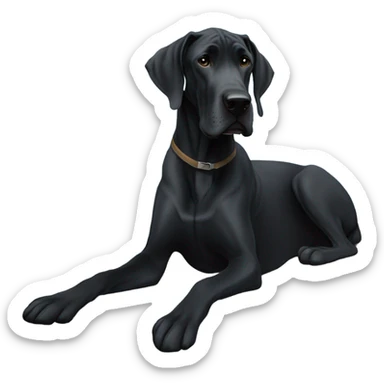 Black Great Dane with a white chest on a blue blanket  sticker