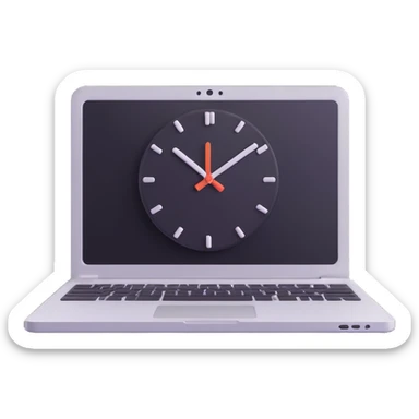 compact laptop with a clock icon overlay, symbolizing significant admin workload sticker