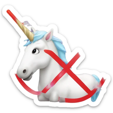 Unicorn with prohibited sign over it  sticker