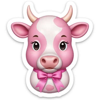 Pink cow with ribbon sticker