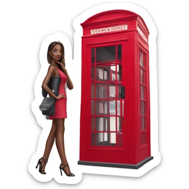 Photo of Victoria secret model posing next to a phone box sticker