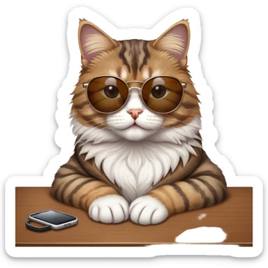 Cat with sunglasses and sit in the table sticker