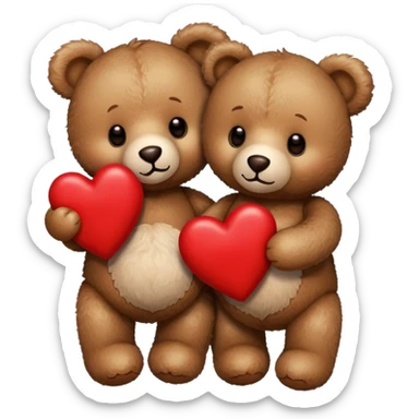 Two teddy bears holding hearts sticker