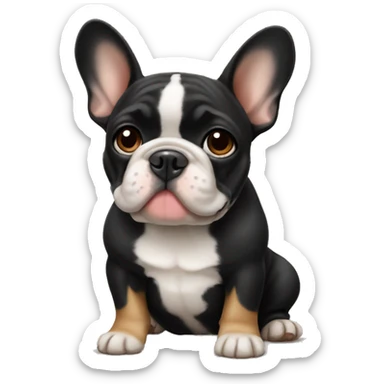 Black, tan and white French bulldog  sticker