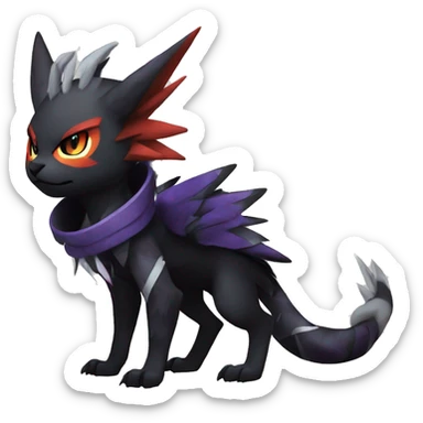 Cool Anthro Black Noivern-Absol-Litten-Pokémon with edgy stripes hoodie spiked collar punk Full Body sticker