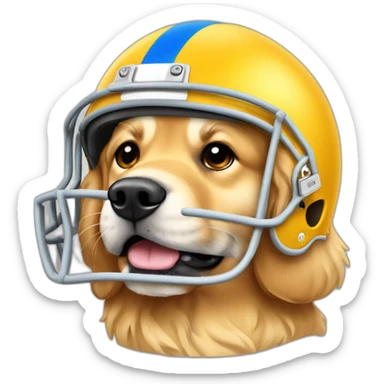 golden retriever with football helmet on sticker